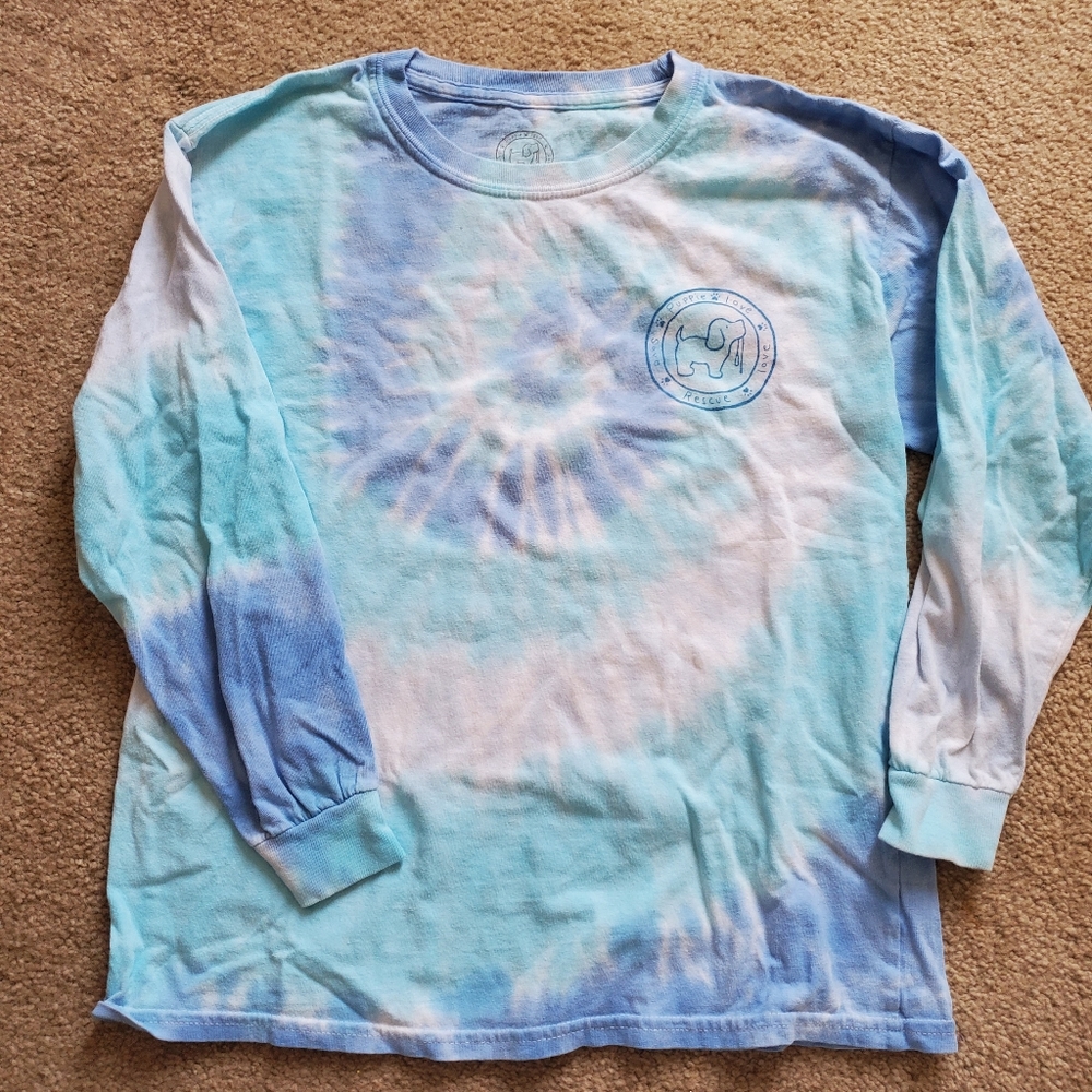 Kids Long-Sleeve Tie-Dye Tee - Light Blue/White